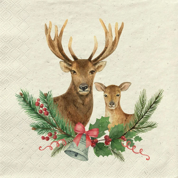 Serviette mit Motiv Hirschmotiv